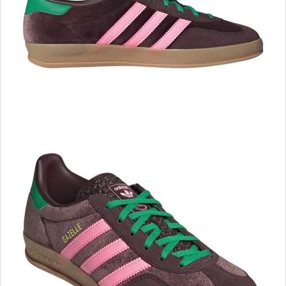 Adidas Gazelle Brown Sneakers with Pink and Green Accents - Picture 5 of 7